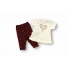 Eterelle 3-6 6-9 9-12 12-18 Ay Kalp Baskılı Uzun Kollu Sweatli 2li Kız Bebek Takımı Ekru