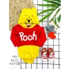 Eterelle 3-6-9-12 Ay Kapşonlu Pooh Desenli Uzun Kollu Kız Erkek Bebek Bady &zıbın Kırmızı