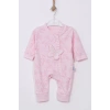 Eterelle Kelebek Nakışlı % 100 Pamuk Ayaklı Kız Bebek Tulumu