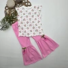 Eterelle 1-2-3-4 Yaş Kiraz Baskılı Tişört İspanyol Paçalı Likralı 2li Kız Çocuk Takımı Pembe