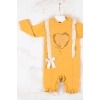 Eterelle Love Kalp Nakışlı % 100 Pamuk Kız Bebek Tulumu