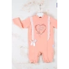Eterelle Love Kalp Nakışlı % 100 Pamuk Kız Bebek Tulumu