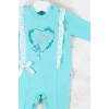 Eterelle Love Kalp Nakışlı % 100 Pamuk Kız Bebek Tulumu