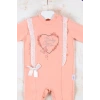 Eterelle Love Kalp Nakışlı % 100 Pamuk Kız Bebek Tulumu