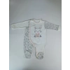 Eterelle 0-3 3-6 Ay Minik Tavşan Nakışlı Boydan Çıtçıt Kapamalı Kız Erkek Bebek Tulumu Ekru