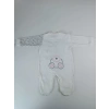 Eterelle 0-3 3-6 Ay Minik Tavşan Nakışlı Boydan Çıtçıt Kapamalı Kız Erkek Bebek Tulumu Ekru