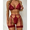 Night Light Jartiyerli Seksi Kırmızı Sütyen Takım