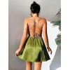 Nightlight Derin Sırt Dekolteli Fantazi Yeşil Mini Gecelik