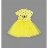 Eterelle 5-6-7 Yaş Payetli Kelebek Desenli Puantiyeli Kız Çocuk Elbisesi Sarı