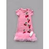 Eterelle 1-2-3 Yaş Payetli Kiraz Nakışlı Eteği Fırfırlı Jile Kız Çocuk Elbisesi Pembe
