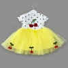 Eterelle 1-2-3 Yaş Payetli Kiraz Nakışlı Kiraz Etekli Kız Bebek Tütü Elbisesi Sarı