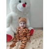 Eterelle 3-6-9-12 Ay Pooh Desenli Zebra Çizgili Şapkalı Sweatli 3lü Kız Erkek Bebek Tulumu(sarı) Sarı