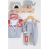 Eterelle Simply Desenli Kapişonlu 3lü Erkek Bebek Takımı