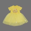 Eterelle 1-2-3 Yaş Tül Fiyonk Çiçekler Nakışlı Astarlı Kız Bebek Tütü Elbisesi Sarı
