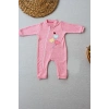 Eterelle 3-6 18-24 24-36 Ay Uçan Balonlar Nakışlı Ef Boy Fermuarlı Kız Bebek Tulumu Pembe