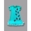 Eterelle 1-2-3 Yaş Uğur Böceği Nakışlı Fırfır Uçlu Kız Çocuk Jile Elbisesi Turkuaz