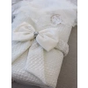 Eterelle Yenidoğan Erguvan Kenar Fistolu Kundak Bebek Battaniyesi Ekru