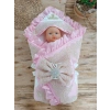 Eterelle Yenidoğan Grand Lüks Kelebek Ağır Güpür İşlemeli Şapkalı Bebek Battaniyesi Kundak Pembe