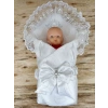 Eterelle Yenidoğan Pırıltı Taç Nakışlı İnci Delüks Kundak Bebek Battaniyesi Ekru