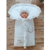 Eterelle Yenidoğan Ultralüks Fermuarlı Ve Cepli Lucky Baby Nakışlı Bebek Battaniyesi Kundak Ekru