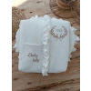 Eterelle Yenidoğan Ultralüks Fermuarlı Ve Cepli Lucky Baby Nakışlı Bebek Battaniyesi Kundak Ekru