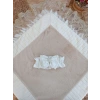 Eterelle Yenidoğan Wool Yün Kumaş Taç Nakışlı Güpür Duvaklı Fiyonk Prizma Taş Unisex Kundak Bebek Battaniyesi Bej