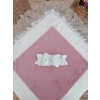 Eterelle Yenidoğan Wool Yün Kumaş Taç Nakışlı Güpür Duvaklı Fiyonk Prizma Taş Unisex Kundak Bebek Battaniyesi Pembe