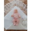 Eterelle Yenidoğan Yakamoz Kumru Model Dantelli Taşlı Fiyonk Bebek Battaniyesi Kundak Ekru