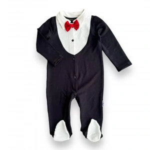 Eterelle 0-3 3-6 6-9 Ay Smokin Papyonlu Erkek Bebek Tulumu Siyah