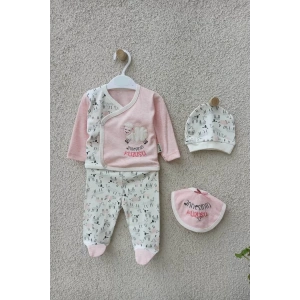 Eterelle Annesinin Kuzusu Şapkalı Eldivenli 5li Kız Zıbın Seti