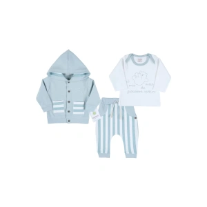 Eterelle Ayıcık Nakışlı Hırkalı % 100 Pamuk Erkek Bebek Takım