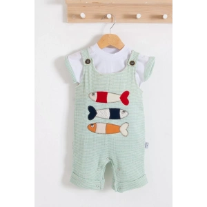 Eterelle Balık Nakışlı Kısa Kollu Erkek Bebek Tulumu
