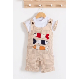 Eterelle Balık Nakışlı Kısa Kollu Erkek Bebek Tulumu