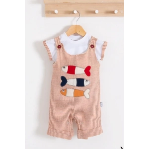 Eterelle Balık Nakışlı Kısa Kollu Erkek Bebek Tulumu