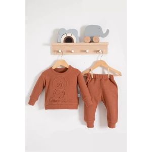 Eterelle Bear Gofre Kabartmalı 2li Erkek Bebek Takımı