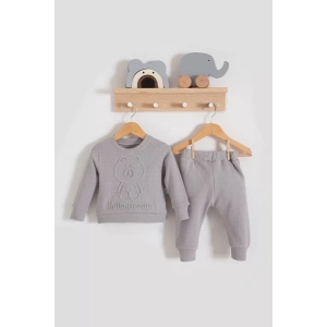 Eterelle Bear Gofre Kabartmalı 2li Erkek Bebek Takımı
