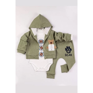 Eterelle Bear Nakışlı Kapişonlu Erkek Bebek Takım