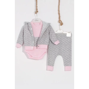 Eterelle Bear Nakışlı Puanlı Pamuklu 2li Kız Bebek Takımı