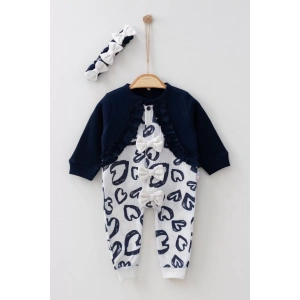 Eterelle Bolerolu Kalp Desenli % 100 Pamuk Kız Bebek Tulum