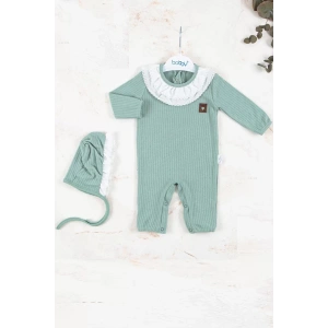 Eterelle Brode Nakışlı Şapkalı % 100 Pamuk Kız Bebek Tulumu