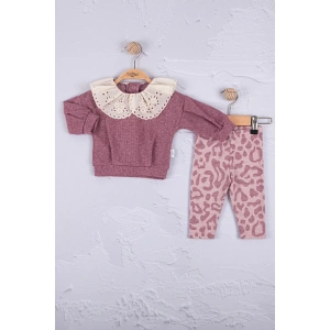 Eterelle Büyük Yaka Güpürlü 2li Kız Bebek Takım