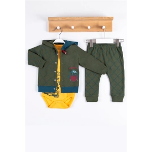 Eterelle Cep Desenli Kapişonlu % 100 Pamuk Hırkalı 3lü Erkek Takım