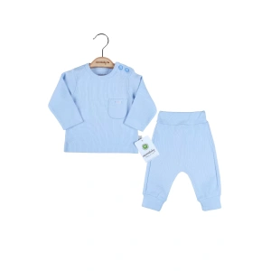 Eterelle Cep Nakışlı Omuzdan Düğmeli % 100 Pamuk Erkek Bebek Takım