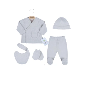 Eterelle Cepli Çizgili 5li % 100 Pamuk Hastane Çıkış Seti