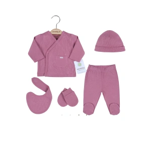 Eterelle Cepli Çizgili 5li % 100 Pamuk Hastane Çıkış Seti