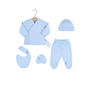 Eterelle Cepli Çizgili 5li % 100 Pamuk Hastane Çıkış Seti