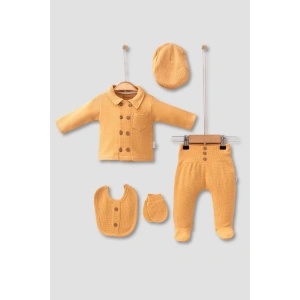 Eterelle Cepli Waffle % 100 Pamuk 5li Erkek Bebek Hastane Çıkış Seti