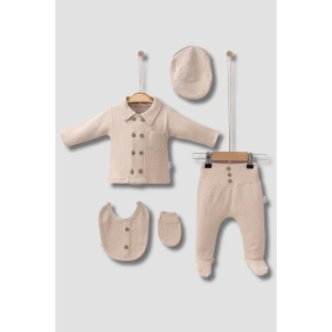 Eterelle Cepli Waffle % 100 Pamuk 5li Erkek Bebek Hastane Çıkış Seti