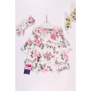 Eterelle Çiçek Desenli Fiyonk Bandanalı Kız Elbisesi
