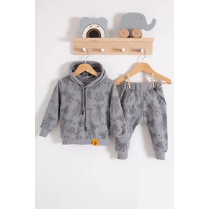 Eterelle Cool Bear Kapüşonlu % 100 Pamuk Erkek Bebek Takımı